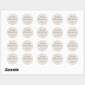 Modern Script Groen Beige Merry Christmas Custom Ronde Sticker (Vel)