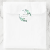 Modern Script groen bloemen bruiloft dank u Ronde Sticker (Tas)
