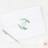 Modern Script groen bloemen bruiloft dank u Ronde Sticker (Envelop)