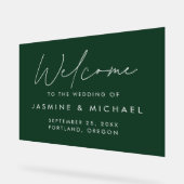 Modern Script Groen Bruiloft Welkom Acryl Bord (Hoek)