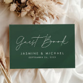Modern Script Groene Foto Huwelijk Gastenboek