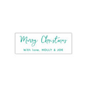 Modern Script Groene Zalig Kerstmis Naam Zelfinktende Stempel (Design)