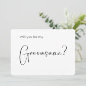 Modern Script Groomsman Uitnodiging (Staand voorkant)