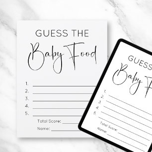 Modern Script Guess Het Baby Food Game Baby shower Kaart