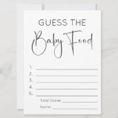 Modern Script Guess Het Baby Food Game Baby shower Kaart (Voorkant)