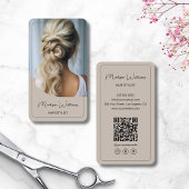 Modern Script Hair Stylist Salon Beige Visitekaartje