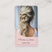 Modern Script Hair Stylist Salon Pink Visitekaartje (Voorkant)