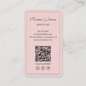 Modern Script Hair Stylist Salon Pink Visitekaartje (Achterkant)