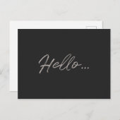Modern script | Hallo Black Chalk Just to say Briefkaart (Voorkant / Achterkant)