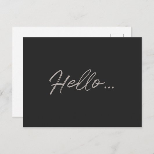 Modern script | Hallo Black Chalk Just to say Briefkaart (Voorkant / Achterkant)