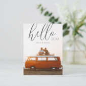 Modern script Hallo Happy New Year Photo Briefkaart (Staand voorkant)