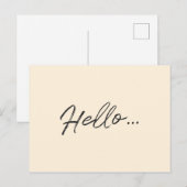 Modern script | Hallo.. Minimalistisch Ivory Cream Briefkaart (Voorkant / Achterkant)