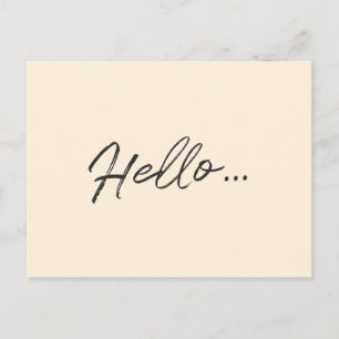 Modern script   Hallo.. Minimalistisch Ivory Cream Briefkaart