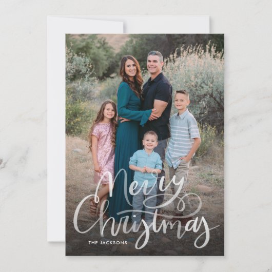 Modern script Hand Lettered Merry Christmas Feestdagenkaart (Voorkant)