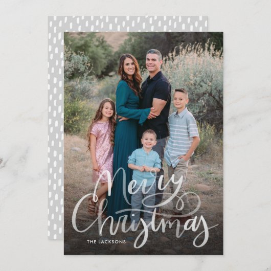 Modern script Hand Lettered Merry Christmas Feestdagenkaart (Voorkant / Achterkant)