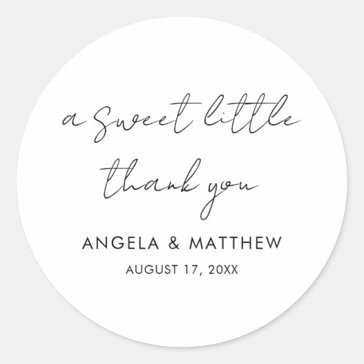 Modern script Hand-Lettered Wedding Bedankt Ronde Sticker (Voorkant)