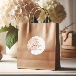 Modern Script Handgetekende Autumn Foliage bruilof Ronde Sticker