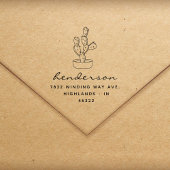 Modern Script Handgetekende Cactus Retouradres Rubberstempel