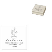Modern Script Handgetekende Cactus Retouradres Rubberstempel (Gestempeld)