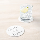 Modern script handschrift Wedding Boho White Ronde Kartonnen Onderzetter (Insitu)