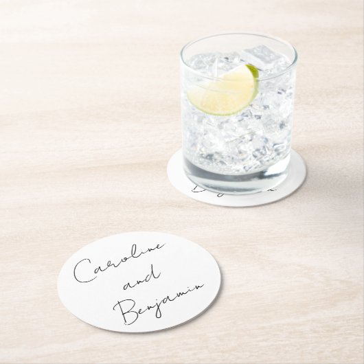 Modern script handschrift Wedding Boho White Ronde Kartonnen Onderzetter (Insitu)