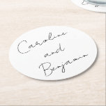 Modern script handschrift Wedding Boho White Ronde Kartonnen Onderzetter<br><div class="desc">Moderne handschriftherpapieren Onderzetter voor handschrift Wedding Boho in wit</div>