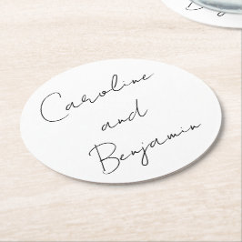 Modern script handschrift Wedding Boho White Ronde Kartonnen Onderzetter