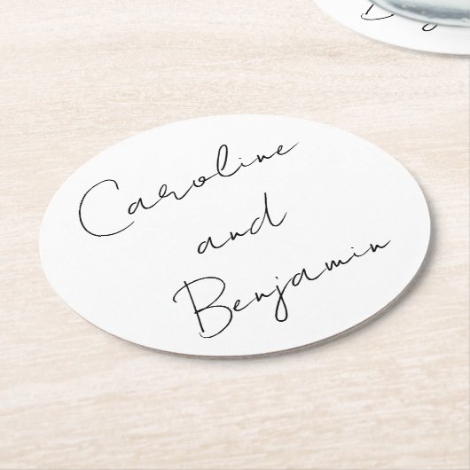 Modern script handschrift Wedding Boho White Ronde Kartonnen Onderzetter (Gebogen)