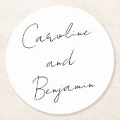 Modern script handschrift Wedding Boho White Ronde Kartonnen Onderzetter (Voorkant)