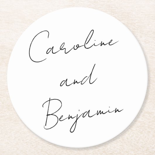 Modern script handschrift Wedding Boho White Ronde Kartonnen Onderzetter (Voorkant)