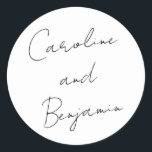 Modern script handschrift Wedding Boho White Ronde Sticker<br><div class="desc">Moderne handschrift Wedding Boho Classic Round Sticker in wit</div>