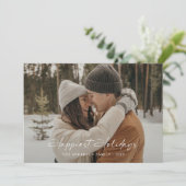 Modern Script Happiest Feestdagen Foto Kerstmis Feestdagenkaart (Staand voorkant)