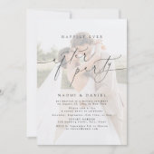 Modern Script Happily Ever After Feest Foto Kaart (Voorkant)