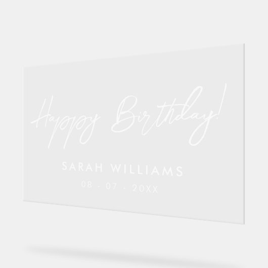 Modern script Happy Birthday Transparant Acryl Bord (Hoek)