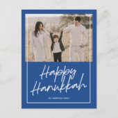 Modern script Happy Hanukkah vakantiefoto Postcar Feestdagenkaart (Voorkant)