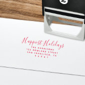 Modern Script Happy Holiday Return Adres Zelfinktende Stempel