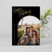 Modern Script Happy Holidays | Add 2 Photo  Folie Feestdagenkaart (Staand Voorkant)