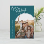 Modern Script Happy Holidays | Add 2 Photo Ho Feestdagenkaart (Staand voorkant)