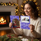 Modern Script Happy Holidays Arch Two Photo Floral Feestdagenkaart