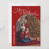 Modern Script Happy Holidays Arch Two Photo Red Feestdagenkaart (Voorkant)
