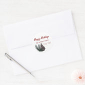 Modern script Happy Holiidays pine cone tak Ronde Sticker (Envelop)
