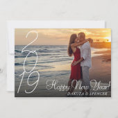 Modern script Happy New Jaren | Aangepaste foto va Feestdagenkaart (Voorkant)