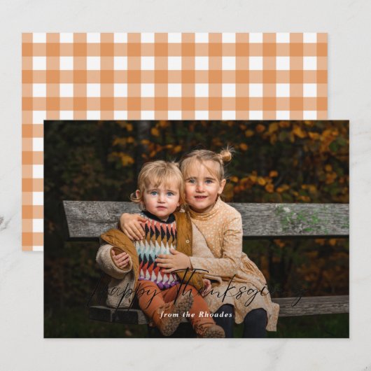 Modern Script Happy Thanksgiving Foto Feestdagenkaart (Voorkant / Achterkant)