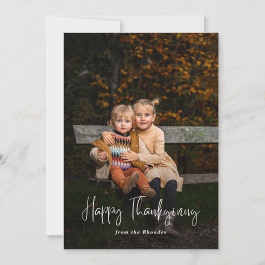 Modern Script Happy Thanksgiving Foto Feestdagenkaart (Voorkant)