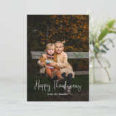 Modern Script Happy Thanksgiving Foto Feestdagenkaart (Staand voorkant)
