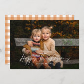 Modern Script Happy Thanksgiving Foto Feestdagenkaart (Voorkant / Achterkant)
