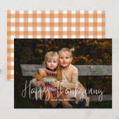 Modern Script Happy Thanksgiving Foto Feestdagenkaart (Voorkant / Achterkant)