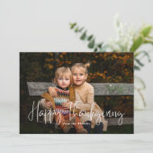 Modern Script Happy Thanksgiving Foto Feestdagenkaart (Staand voorkant)