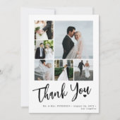 Modern script hart bruiloft foto collage bedankkaart (Voorkant)