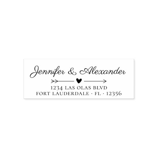 Modern Script Hart Bruiloft Retouradres Zelfinktende Stempel (Design)